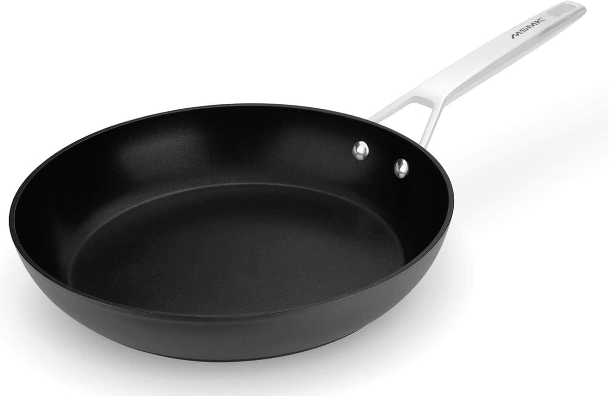 MsMk Nonstick Frying Pan, 12 InchTitanium and Diamond Non Stick Pan, Sturdy and Durable Skillet Nonstick, for Various Stove Type, Dishwasher Safe For Home Use