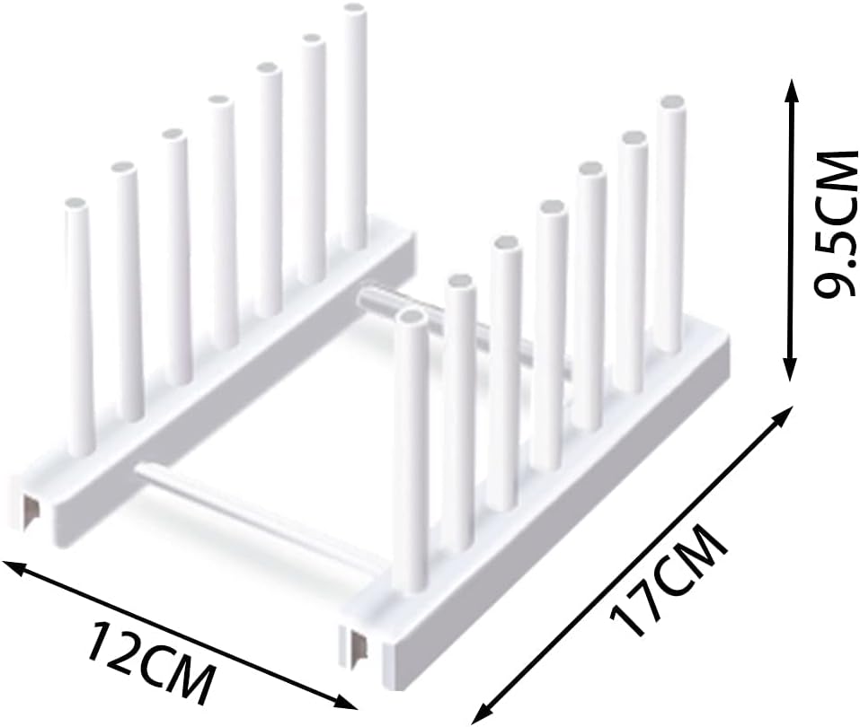 White Plate Organizer for Cabinet 4 Pack, Plstic Plate Rack Stand Keep Dry for Dish, Bowl, Bakeware, Serving Tray and More, Plate Holder for Cabinet Rack, Dish Organizer Rack for Cabinet