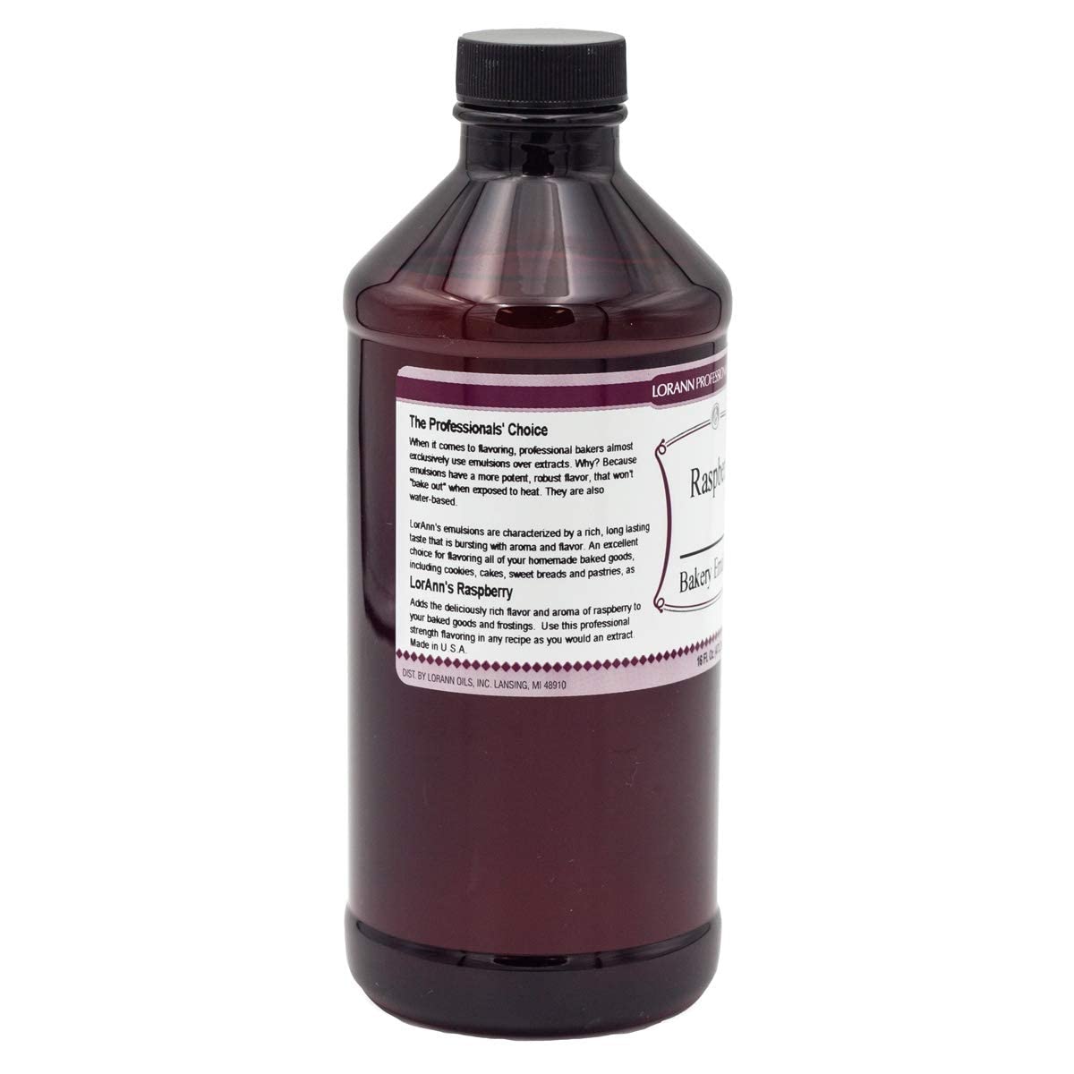 LorAnn Oils Raspberry Bakery Emulsion: True Essence, Ideal for Boosting Fruit Tones in Cakes, Cookies & Desserts, Gluten-Free, Keto-Friendly, Extract Substitute Essential for Your Kitchen,16 Oz