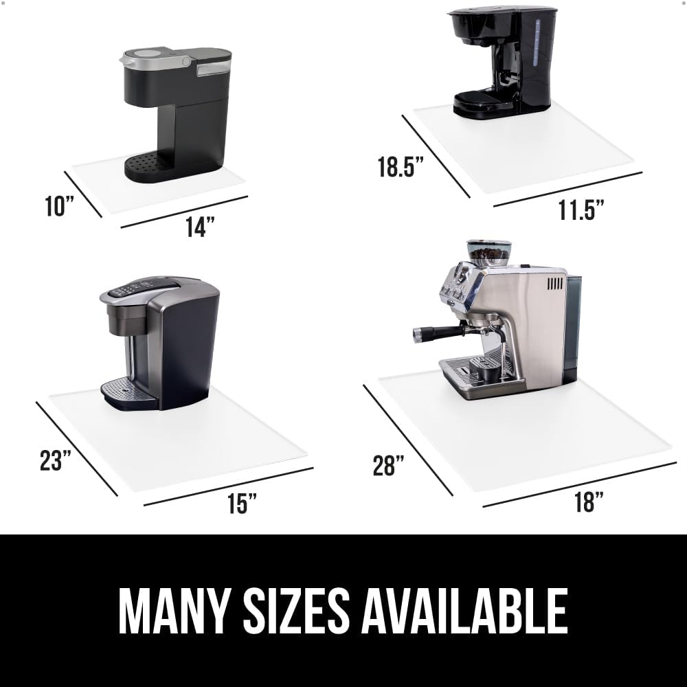 GORILLA GRIP Silicone Coffee Mat, 18x28, Espresso Drink Bar Station Accessories, Waterproof Heat-Resistant Dish Drying Mats, Stay in Place on Kitchen Counter, Home Kitchen Decor Essentials, White