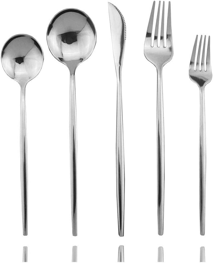 JASHII 30-Piece Stainless Steel Satin Finish Flatware Set, Mirror Polished Tableware Cutlery for Home and Restaurant, Dishwasher Safe