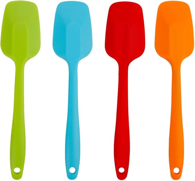 4 Piece Silicone Spatulas Heat Resistant 11inch Large Rubber Spatulas for Baking, Cooking, and Mixing Non-Stick Flexible Seamless Spatula with Stainless Steel Core