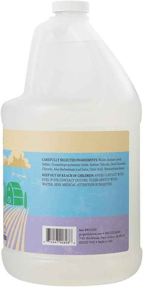 Ginger Lily Farms Botanicals Plant-Based Liquid Dish Soap, Concentrated Formula with Max Grease Cleaning Power, Cruelty-Free, Fragrance-Free, 1 Gallon Refill (Pack of 4)