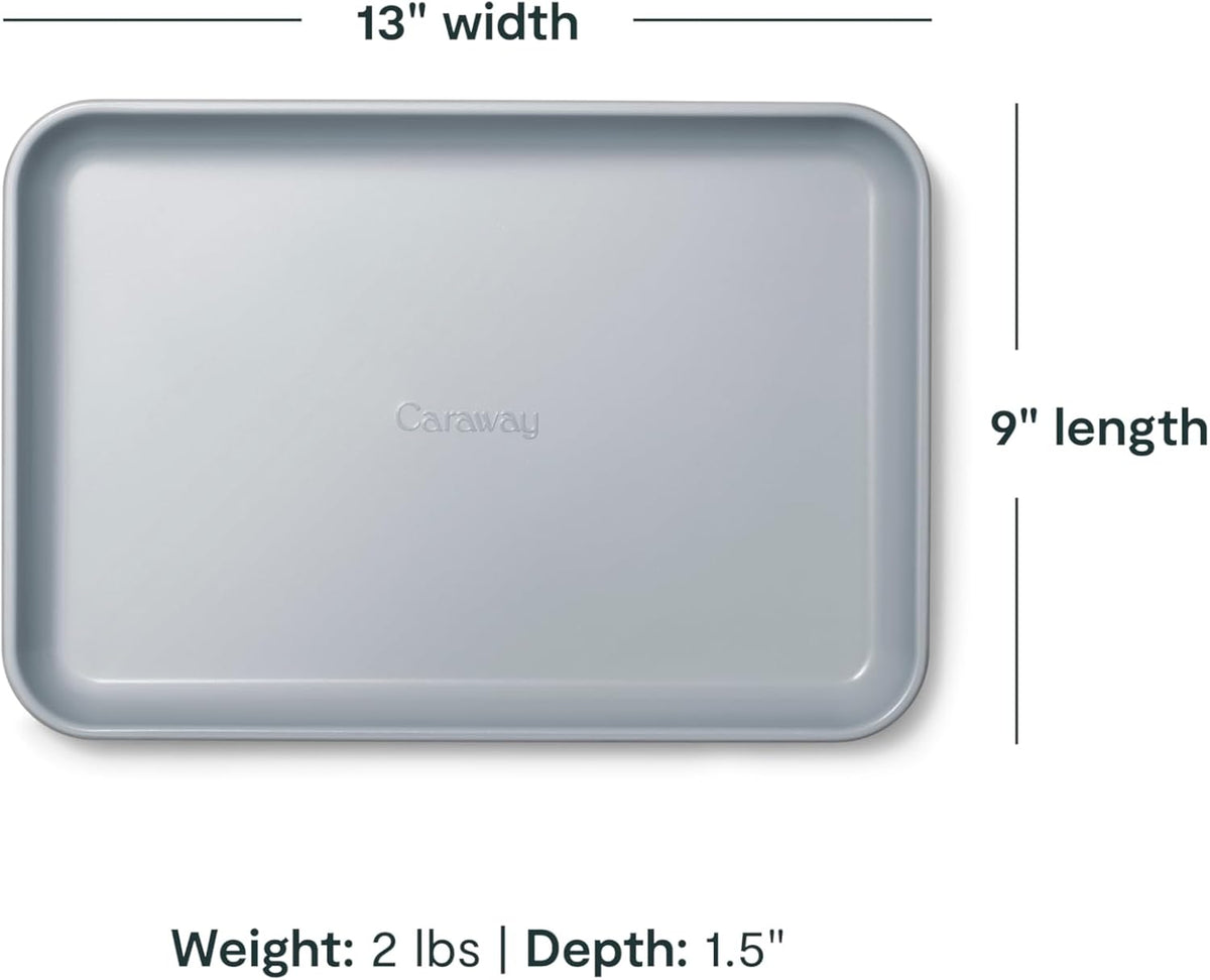 Caraway Nonstick Ceramic Small Baking Sheet Duo (9x13”) – Non-Toxic, PTFE & PFOA Free – Oven Safe – Aluminized Steel Core – Mini Sheet Pan for Baking, Roasting & More - Marigold