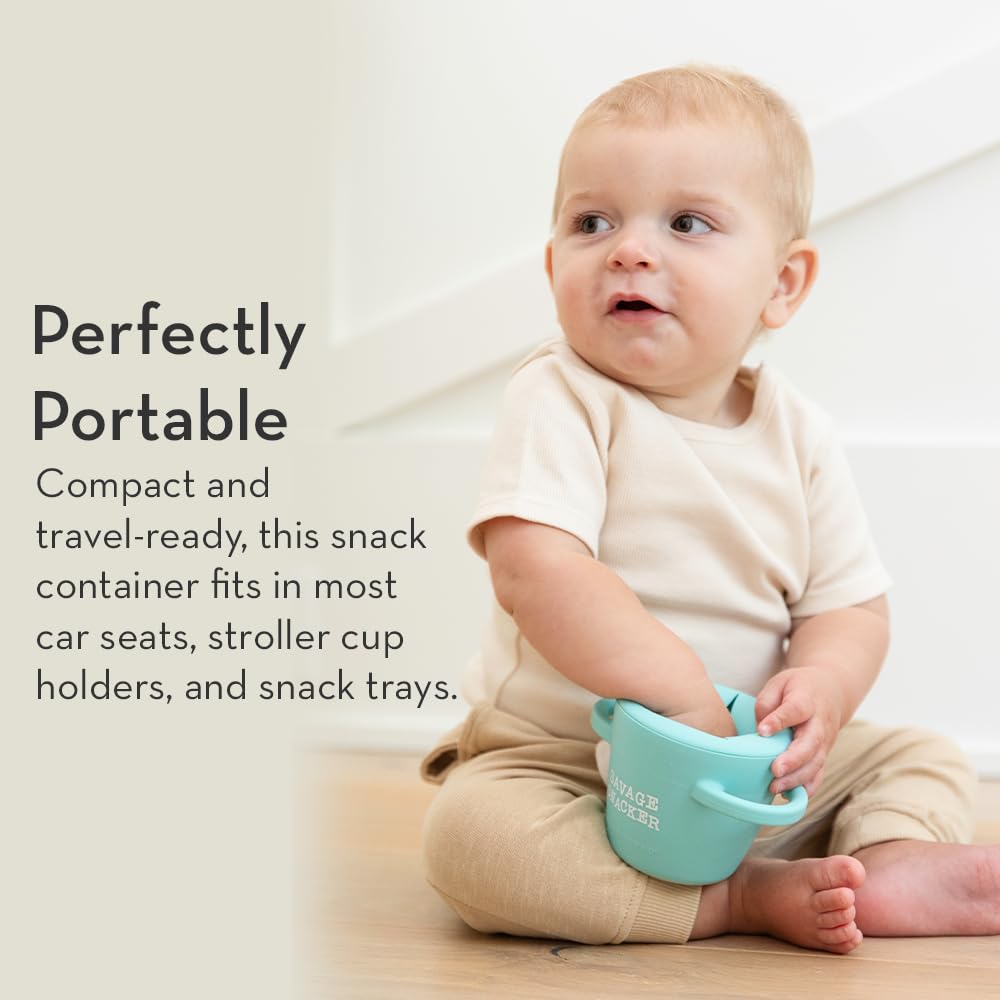 Snack Cups for Toddlers by Bella Tunno, Set of 2 Silicone Spill Proof Food Containers with Lids, Babies & Kids 6-12 Months, Mr. Happy & Cheerio Mate