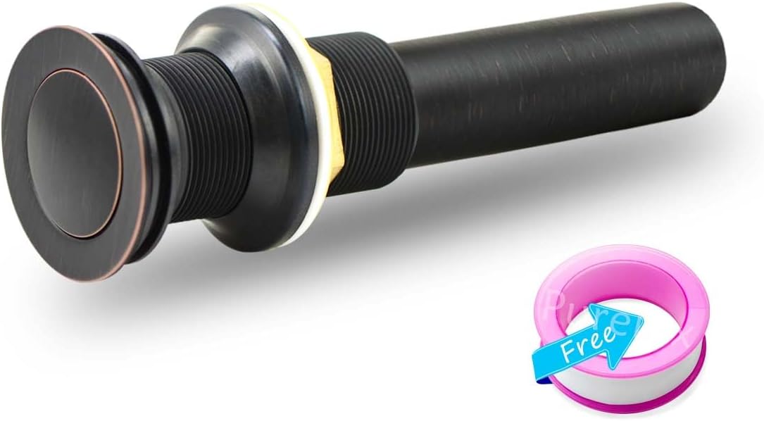 Purelux Pop up Drain Stopper for Bathroom Faucet Vanity or Vessel Sink Bathroom Drain Assembly No Overflow, Oil Rubbed Bronze