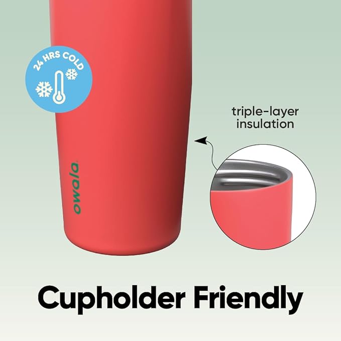 Owala FreeSip Sway Insulated Stainless Steel Water Bottle with Two-Way Spout, Built-In Straw and Bucket Handle, Made for Travel, School, and Sports, 40oz, BPA Free, Leak Proof, Strawberry Fields