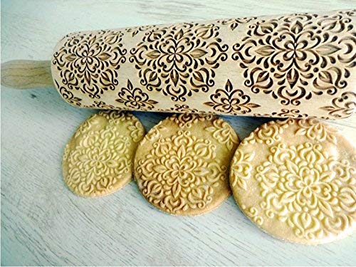 KALEIDOSCOPE Rolling Pin Laser engraved embossing rolling pin Baking tool Engraved kitchen cookies Wooden rolling pin