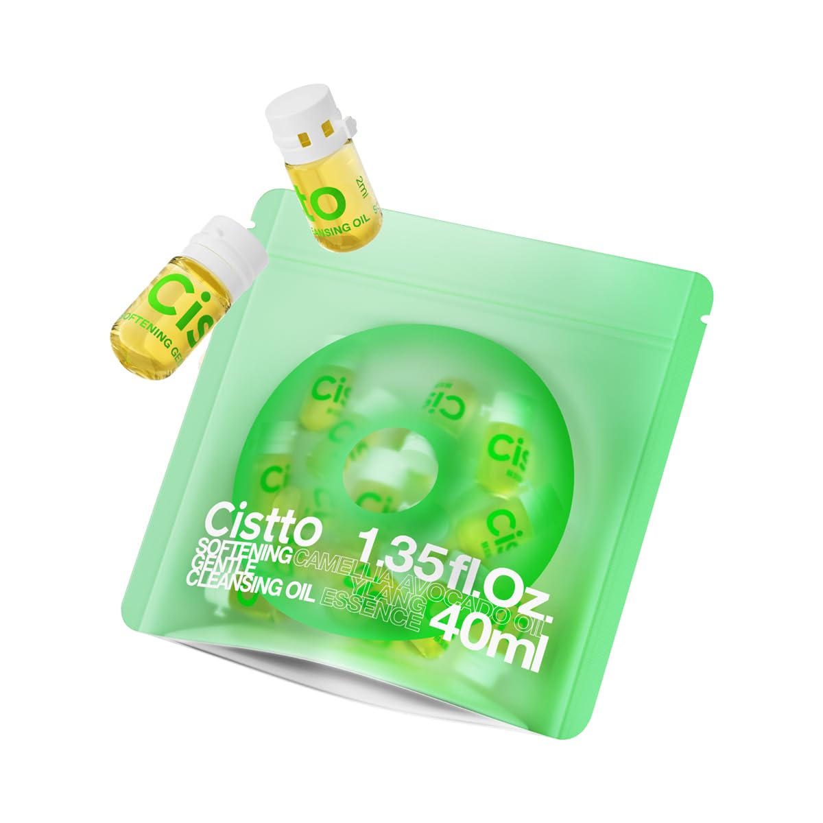 CISTTO Natural Cleansing Oil – mini portable makeup remover oil, Nourishing and Gentle for Sensitive Skin and All Skin Types, Travel-Friendly, 2ml x 20 Capsules