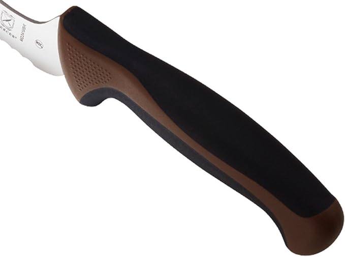 Mercer Culinary Millennia Color Handle Cutlery 8" Offset Bread Knife (Wavy Edge) Brown