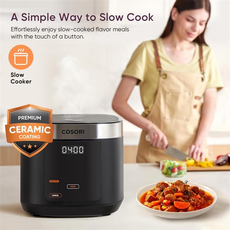 Cosori Rice Cooker 10 Cup, Fuzzy Logic, Ceramic Coating Inner Pot,18-in-1