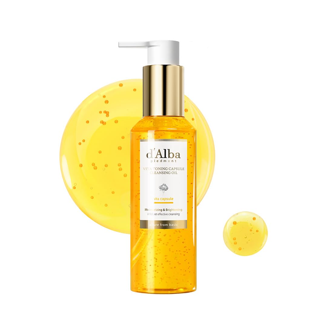 d'alba Piedmont Vita Toning Capsule Cleansing Oil (5.07 fl oz.), Vegan Skincare, Deep Cleansing Face Oil with Vitamin C, Glutathione & White Truffle, Makeup Remover, Pore Care