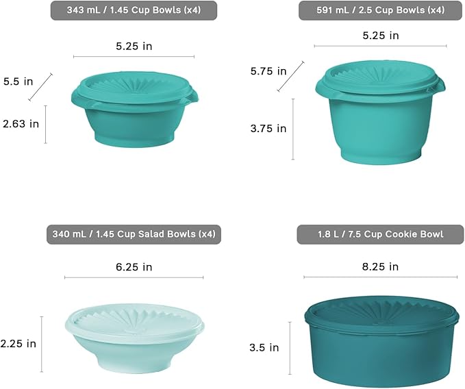 Tupperware Heritage Collection, New 36 Piece Food Storage Container Set in Vintage Green, Dishwasher Safe and BPA Free (18 containers, 18 lids)