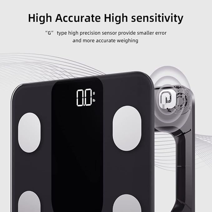 RunSTAR Smart Scale for Body Weight, Digital Bathroom Scale BMI Weighing Body Fat Scale, Body Composition Monitor Health Analyzer with Smartphone App, 400 lbs - Black