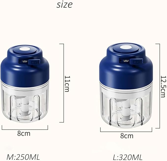Household Electric Garlic Crusher, Electric Garlic Chopper, Mini Portable Veggie Chopper with 4/6 Stainless Steel Blades, Wireless Rechargeable Food Cutter for Garlic, Onion, Chili (Purple,320ML)