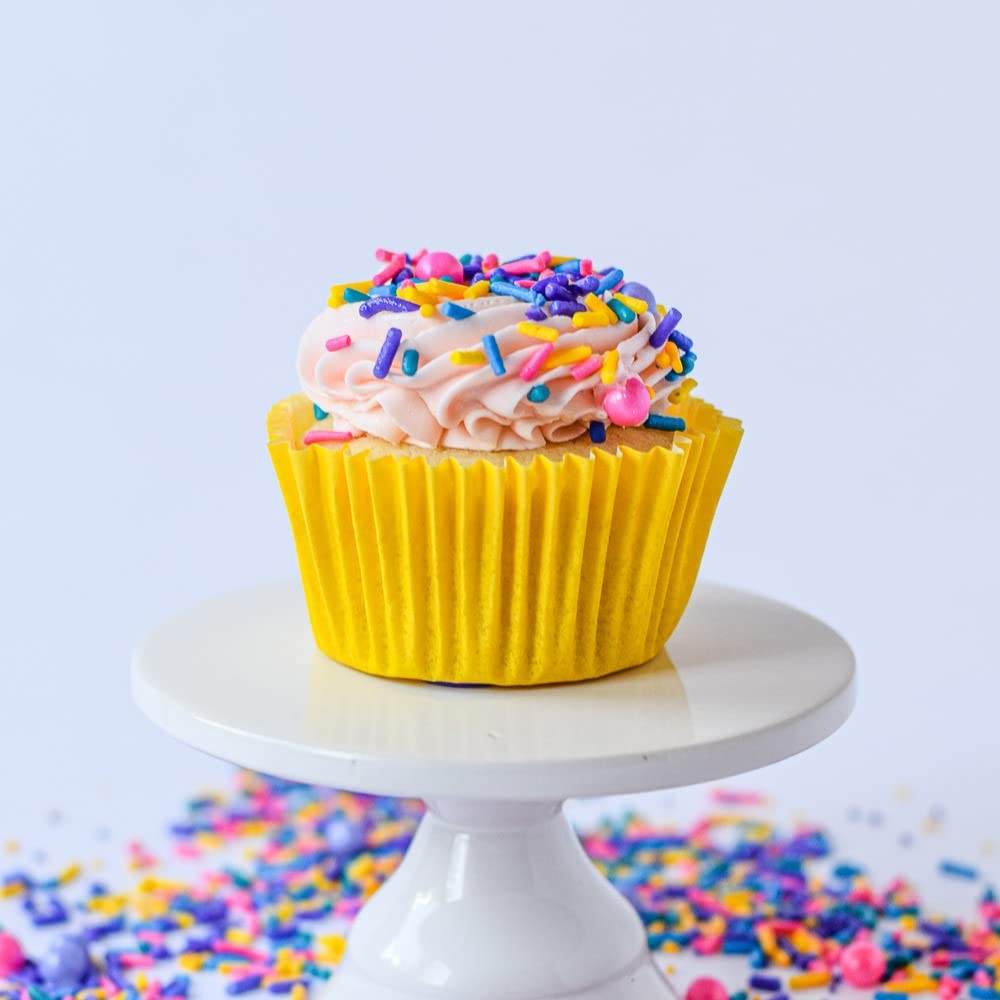 Sprinkles for Cake, Cookie, Cupcake Decorating, and Baking - Fancy Edible Cake Sprinkles and Toppings in Yellow Jimmies, Purple Nonpareils, Pink and Blue Sugar Pearl Sprinkles for Donuts, Cookies