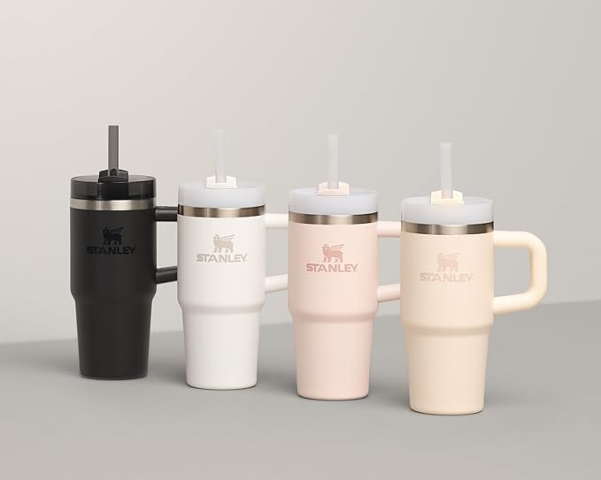 STANLEY Quencher H2.0 Tumbler with Handle and Straw 20 oz | Flowstate 3-Position Lid | Cup Holder Compatible for Travel | Insulated Stainless Steel Cup | BPA-Free | Rose Quartz 2.0