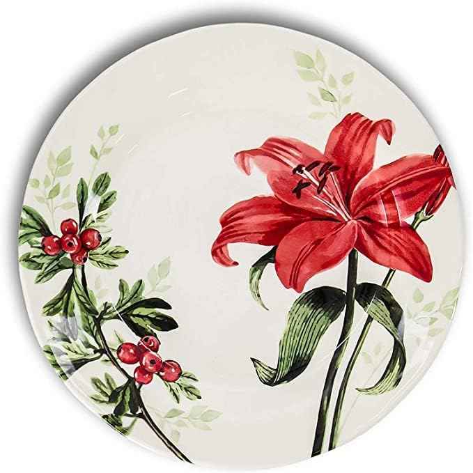 Tudor Royal 12-Piece Round Porcelain Dinnerware Set, Service for 6, Rosemary,Summer Flowers, Plates Bowls Dishes, Glossy, Premium Quality Dish Set, Unique Pattern
