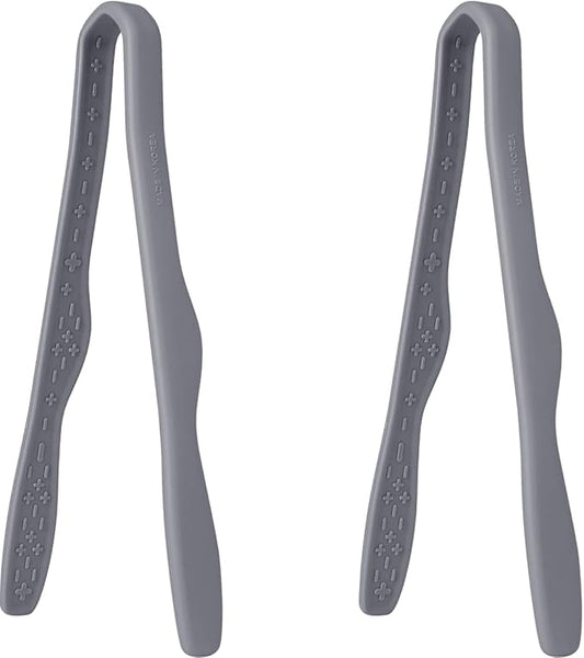 carrotez 2 Pack Mini Silicone Toaster Tongs, Anti-Slip,Non-Scratch mini tongs 7inch silicone tongs - Modern Grey