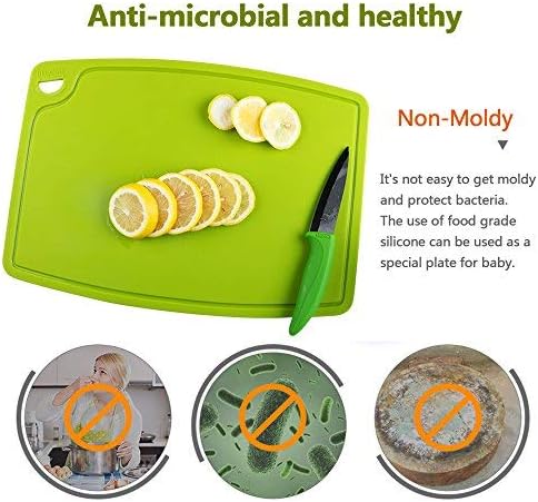 Extra Large Thick Silicone Cutting Board 14.6'' x 10.43'' Chopping Board Flexible Cutting Mats Dishwasher Safe-Green