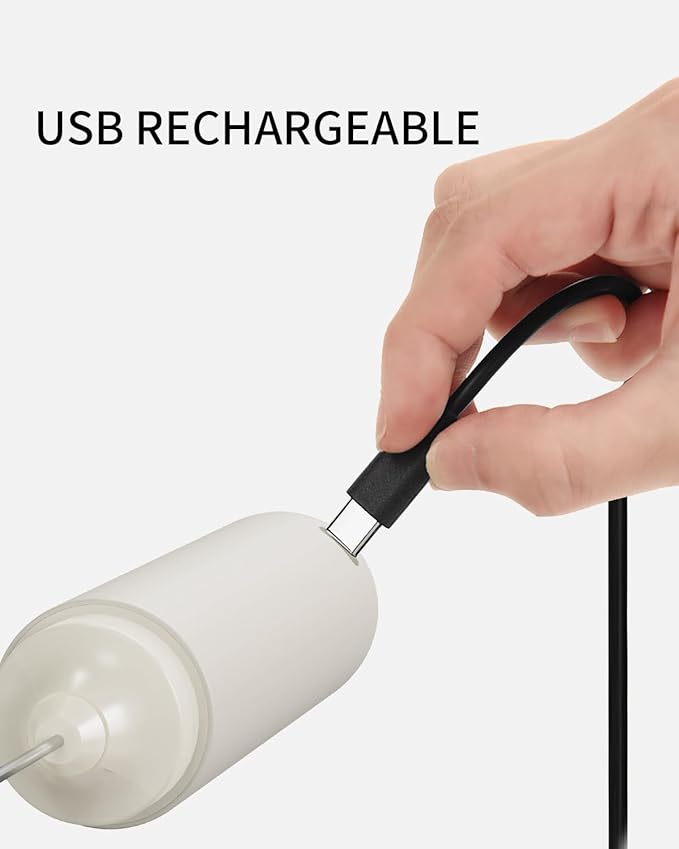 CIRCLE JOY Portable Rechargeable Milk Frother Hanheld, Dual Spring Whisk Electric Coffee Frother Wand Drink Mixer for Matcha Lattes Cappuccino, Kitchen Gifts, Beige