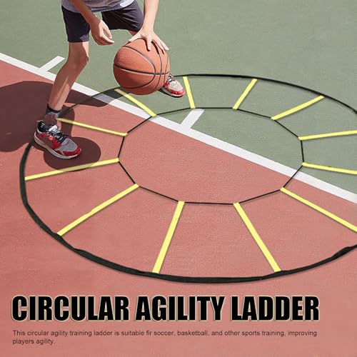 Circular Agility Training Ladder 12 Rungs Nylon Speed and Agility Trainer for Soccer Basketball Athletic Performance Exercise Gear with Storage Bag