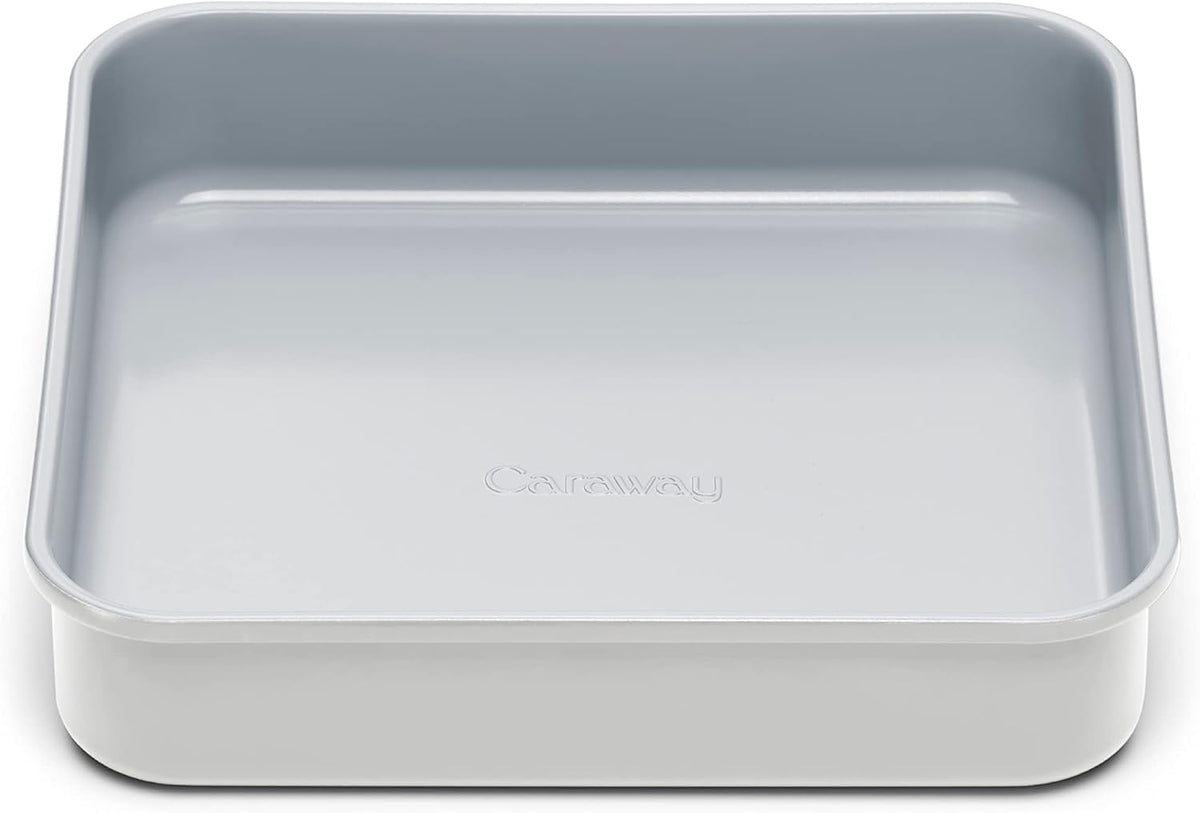 Caraway Non-Stick Ceramic 9” Square Pan - Naturally Slick Ceramic Coating - Non-Toxic, PTFE & PFOA Free - Perfect for Brownies, Lemon Bars, Cakes, & More - Gray