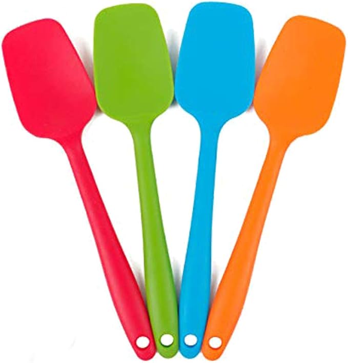 4 Piece Silicone Spatulas Heat Resistant 11inch Large Rubber Spatulas for Baking, Cooking, and Mixing Non-Stick Flexible Seamless Spatula with Stainless Steel Core