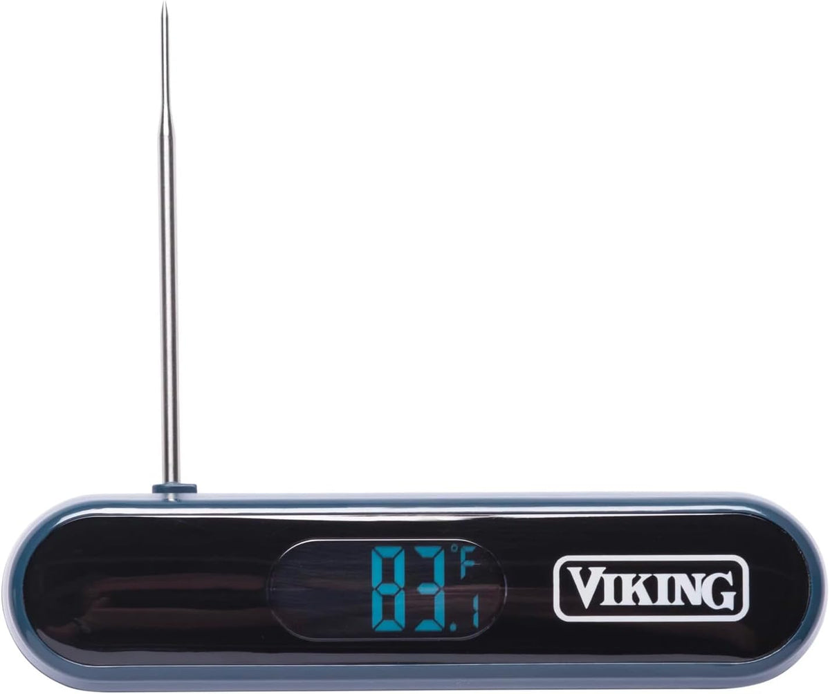 Viking 3-Ply Stainless Steel Roasting Pan with Non Stick Rack, 16 x 13 Inch Kitchen Cookware, Great for Turkey, Includes Probe Thermometer, Dishwasher and Oven Safe, Induction Ready, Silver