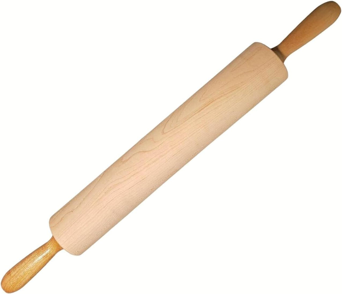 Frieling Crafted In the USA Maple Rolling Pin - Heavy Duty Rolling Pin with Ball Bearing Handles - 2.75-Inch by 18-Inch Barrel - Wooden Rolling Pin Baking