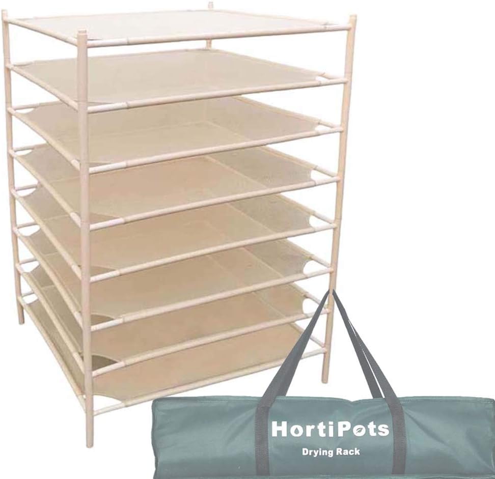 HORTIPOTS Herb Drying Rack 8 Layer Drying Net Dryer Stand Square 28 x 28 Inch to Dry Laundry Clothes or Cure Plants Like Herb Fruit Flowers