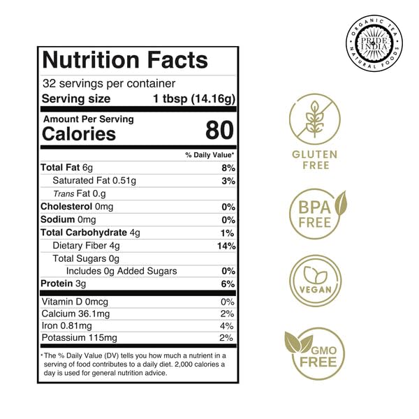 Pride of India - PACK of 6 - Flax Meal Flour 1 lbs (454 gm) Nutty Earthy Taste Freshly Milled in Small Batches | Used for Baking Coating Thickening | Prepare Muffins Pancakes Smoothies Pudding Salads
