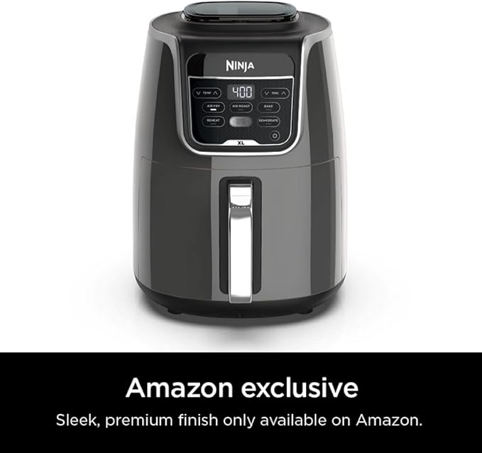 Ninja | XL Single Basket Air Fryer | 5.5 QT Capacity fits 3lbs of Wings | 5-in-1Air Fry, Roast, Bake,Reheat & Dehydrate |Dishwasher Safe Parts & Recipe Guide | Grey |AF150AMZ