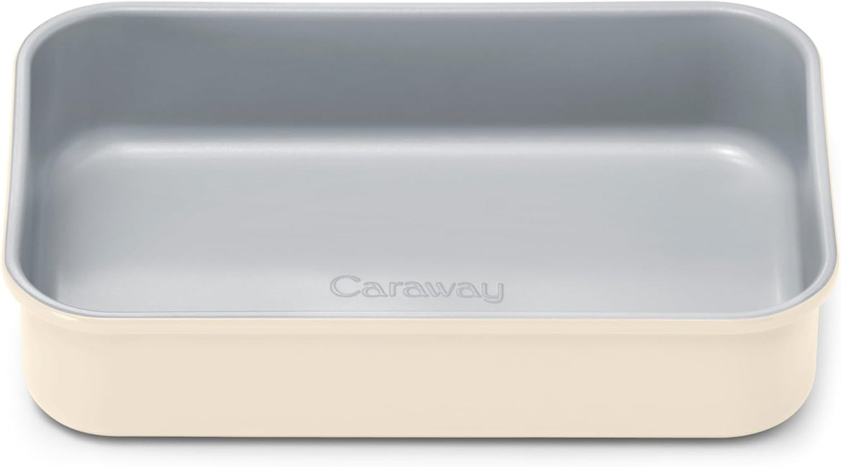 Caraway Nonstick 9” x 6.5” Small Rectangle Baking Pan – Non-Toxic, PTFE & PFOA Free – Aluminized Steel Core – Deep Ceramic Baking Pan for Casseroles, Lasagna & More - Cream