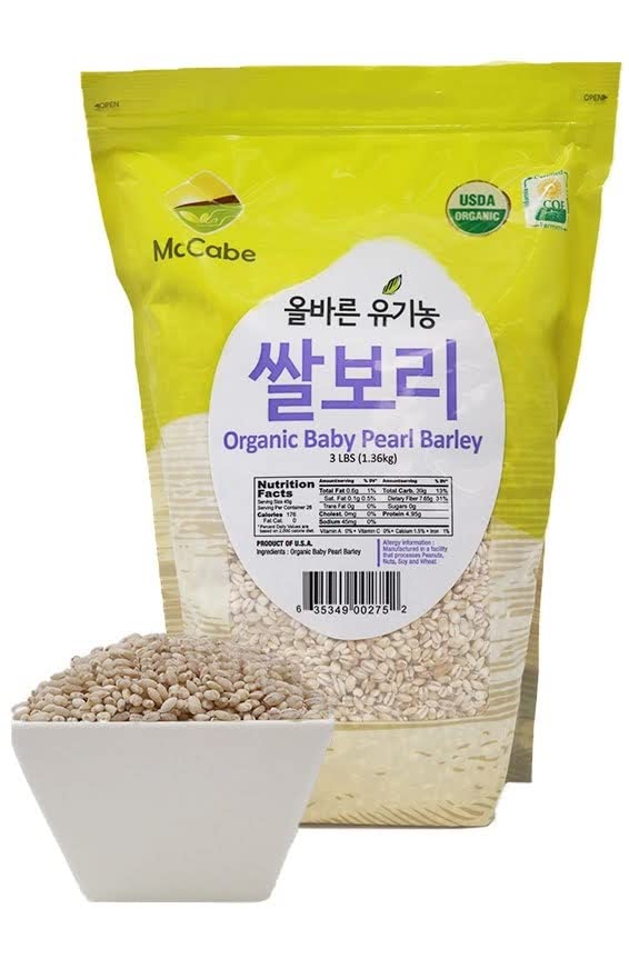 McCabe Organic Baby Pearled Barley - Pearl Barley Grain | USDA and CCOF Certified | Product of USA | 3 lbs (48 Oz) Pack of 2