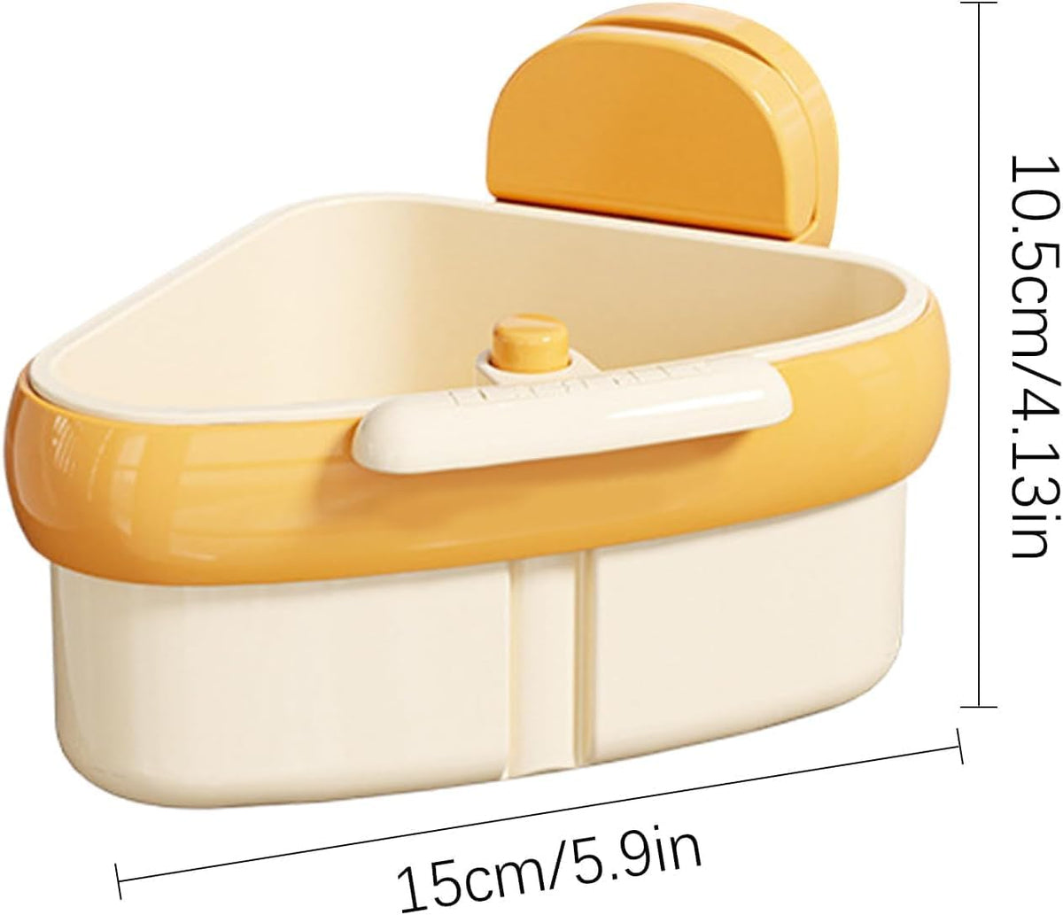 Kitchen Corner Sink Strainer with Suction Cup, Food Waste & Trash Basket, Triangle Drain Rack with Automatic Dumping, Perfect for Vegetables, Scraps & Easy Cleaning