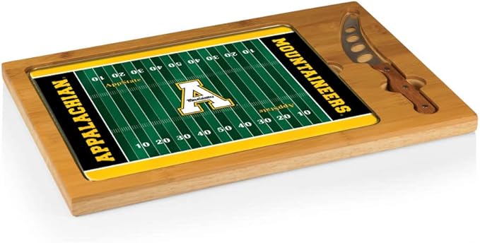 PICNIC TIME NCAA Icon Glass Top Cutting Board & Knife Set, Cheese Boards Charcuterie Boards, Serving Platter, (Parawood & Bamboo)