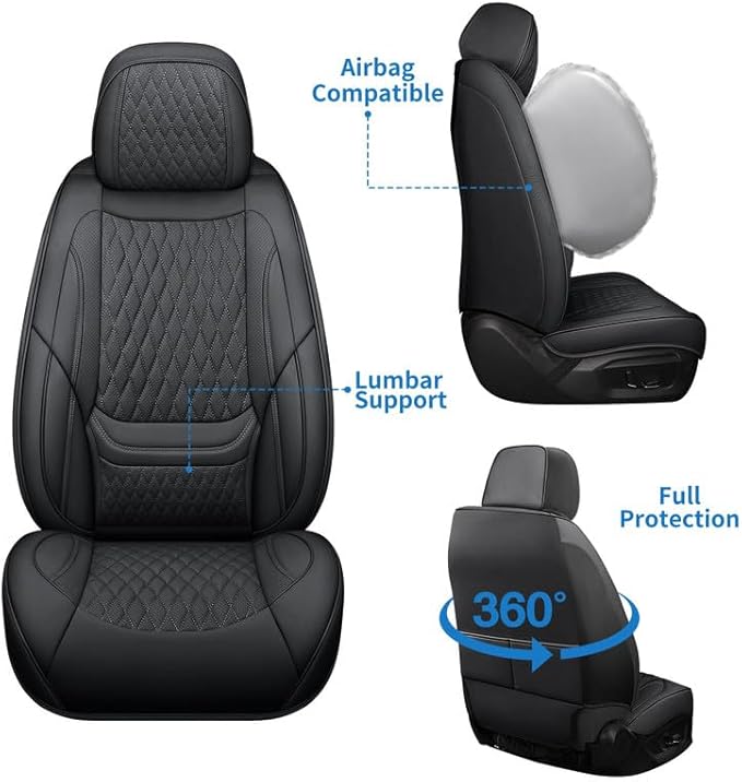 Front Seat Car Seat Covers Custom Fit for Chevrolet/Chevy Trax 2015-2026 - Premium Faux Leather with Lumbar Support | Breathable, Waterproof, Anti-Slip, Durable (Black,Front Seat)