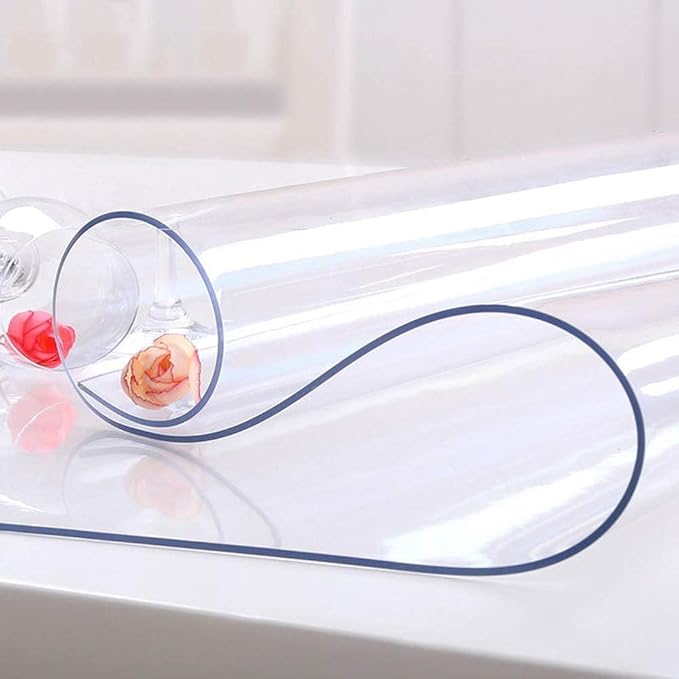 NECAUX Custom 56 x 111 Inch Clear Table Cover Protector, 1.5mm Thick Wood Grain Transparent Table Pad Non-Slip Tablecloth Plastic Protective Pad for Dining Room Table Conference Table Meeting Table