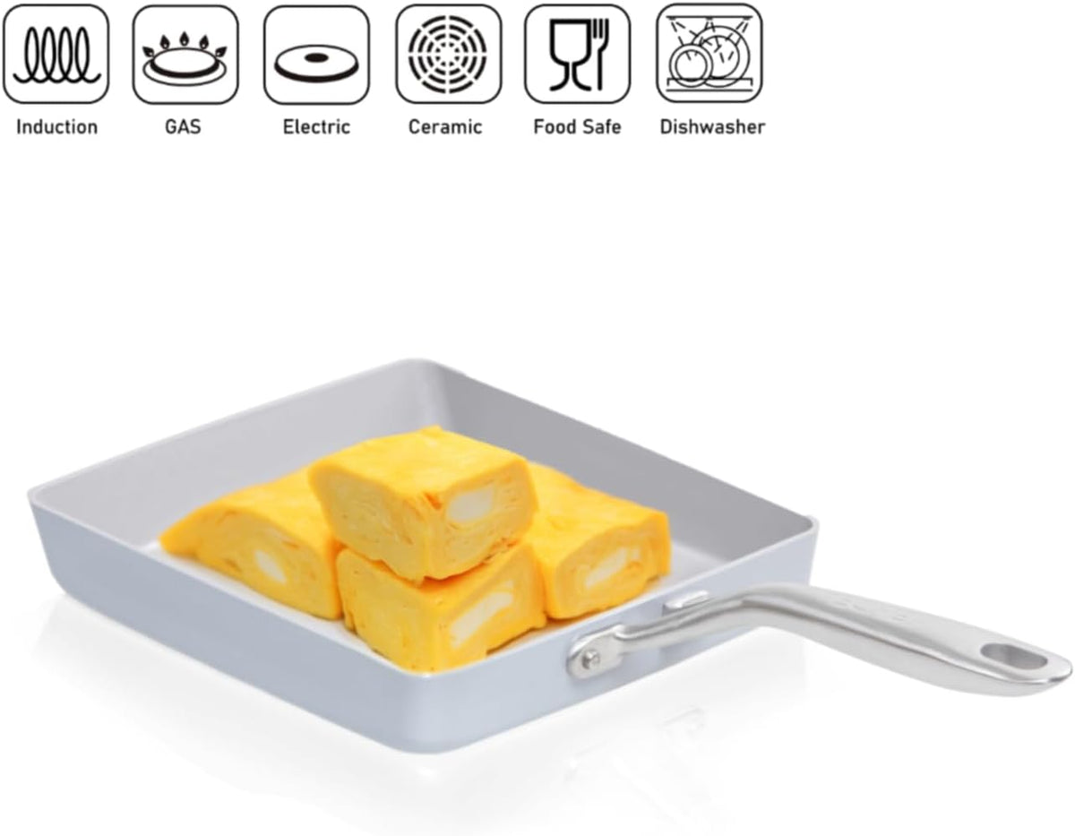 TECHEF - CeraTerra Ceramic Nonstick Tamagoyaki Japanese Omelette Pan/Egg Pan Skillet, (PTFE, PFAS, and PFOA Free), Induction-Ready, Made in Korea