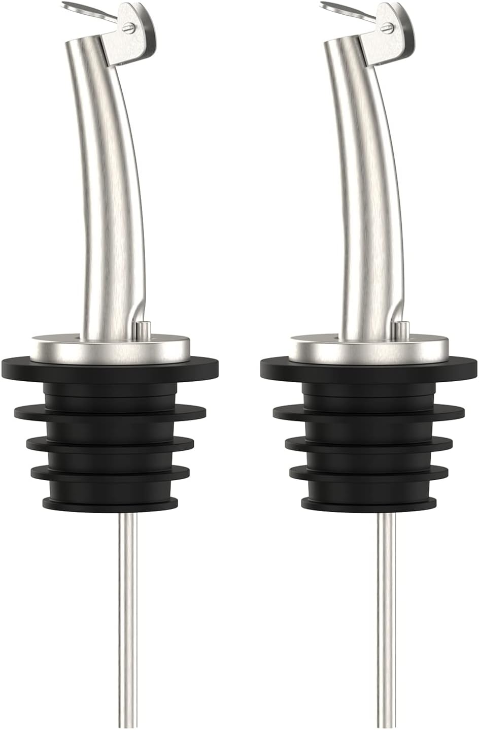 Axe Sickle 2 Pcs Oil Spout Liquor Bottle Pourer Spouts Stainless Steel Speed Pour Spouts Olive Oil Dispenser Spout for About 3/4" Bottle Mouth, with Flip Top