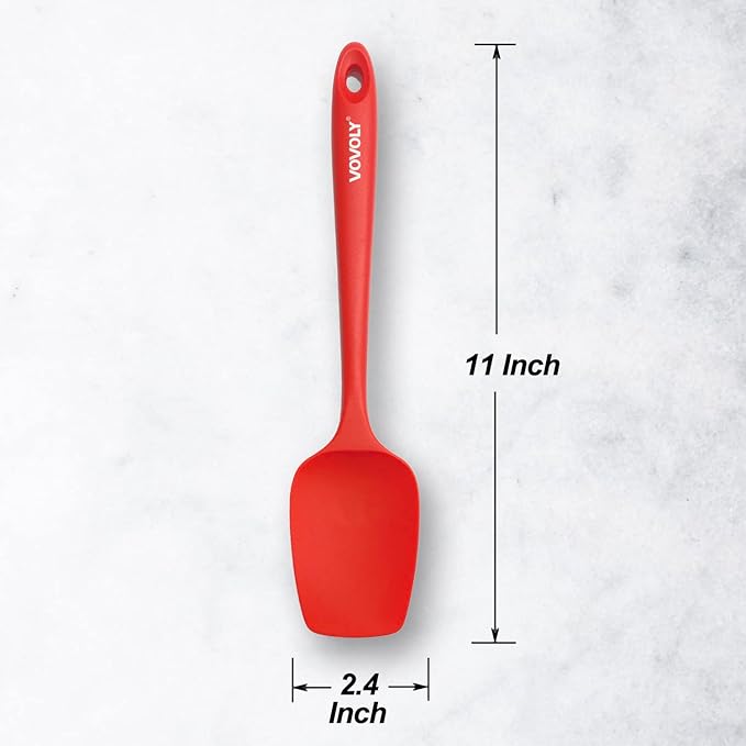 Silicone Spatula Set, High Heat Resistan Rubber Spoon Spatula, Non-Stick Spoonula with Seamless One Piece Design, Flexible Scrapers Baking Mixing Tool,3 Pack,Red
