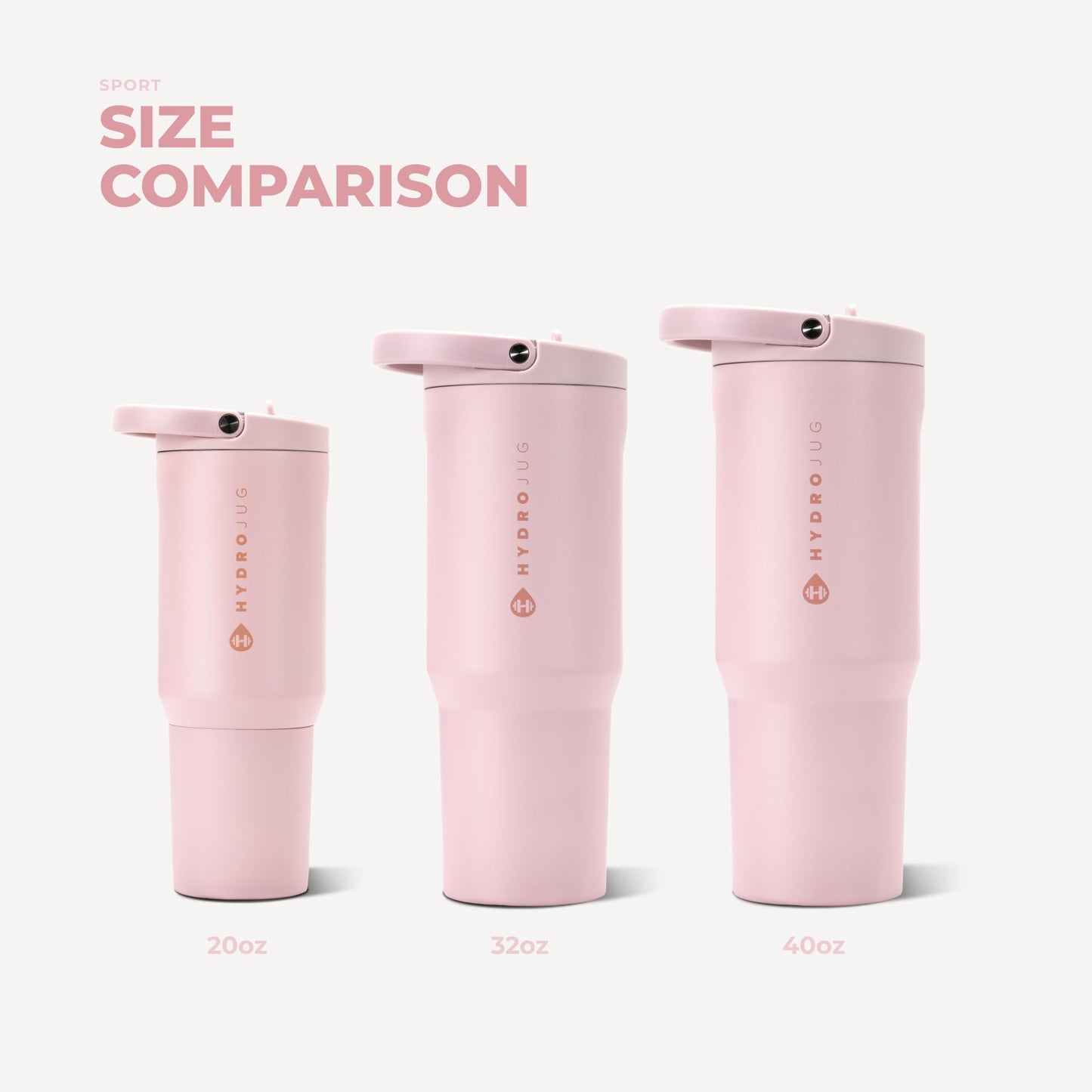 HydroJug Sport 20 oz Insulated Stainless Steel Water Bottle, Pink Sand