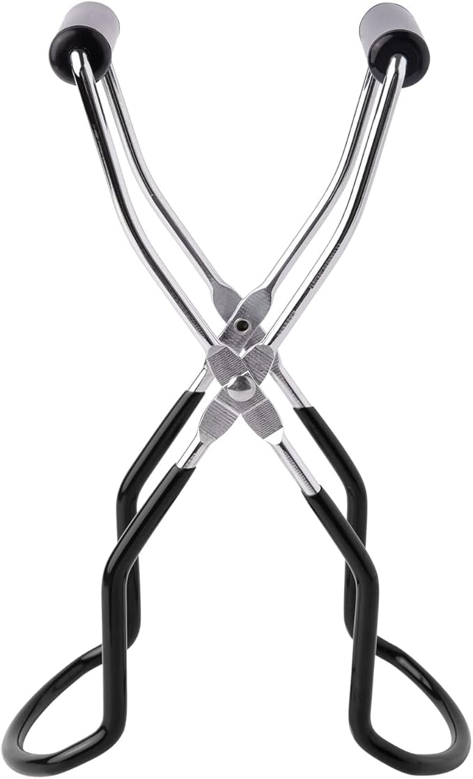 Eeoyu Canning Jar Lifter Tongs Stainless Steel Jar Lifter with Grip Handle for Home Kitchen (Black)