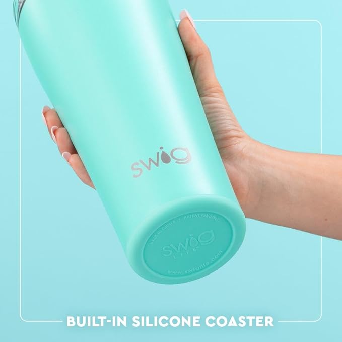 Swig Life 32oz Insulated Tumbler, Travel Coffee Tumbler with Lid, Cup Holder Friendly Travel Coffee Mug, Stainless Steel, 32 oz, Reusable Insulated Mug with Lid (Jockey Club)