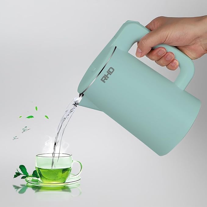 0.8L Small Electric Kettles for Boiling Water, Stainless Steel Mini Travel Kettle, 1000W Fast Boil Teapot, Boil-Dry Protection & Auto Shut-Off, Perfect For Traveling Cooking, Coffee, Tea, Eggs(Green)