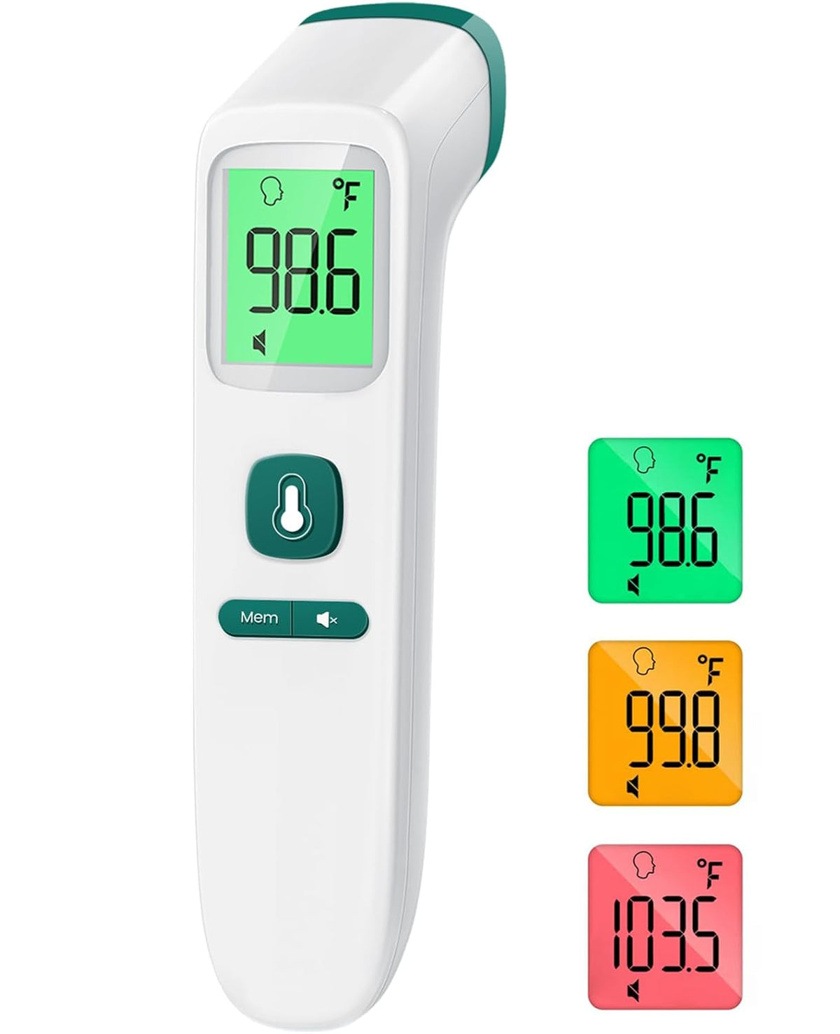 Forehead Thermometer for Adults and Kids, Fast Accurate Thermometer with Fever Alarm, 1S Reading & Silent Mode, Easy to Use Health Thermometer (Green)