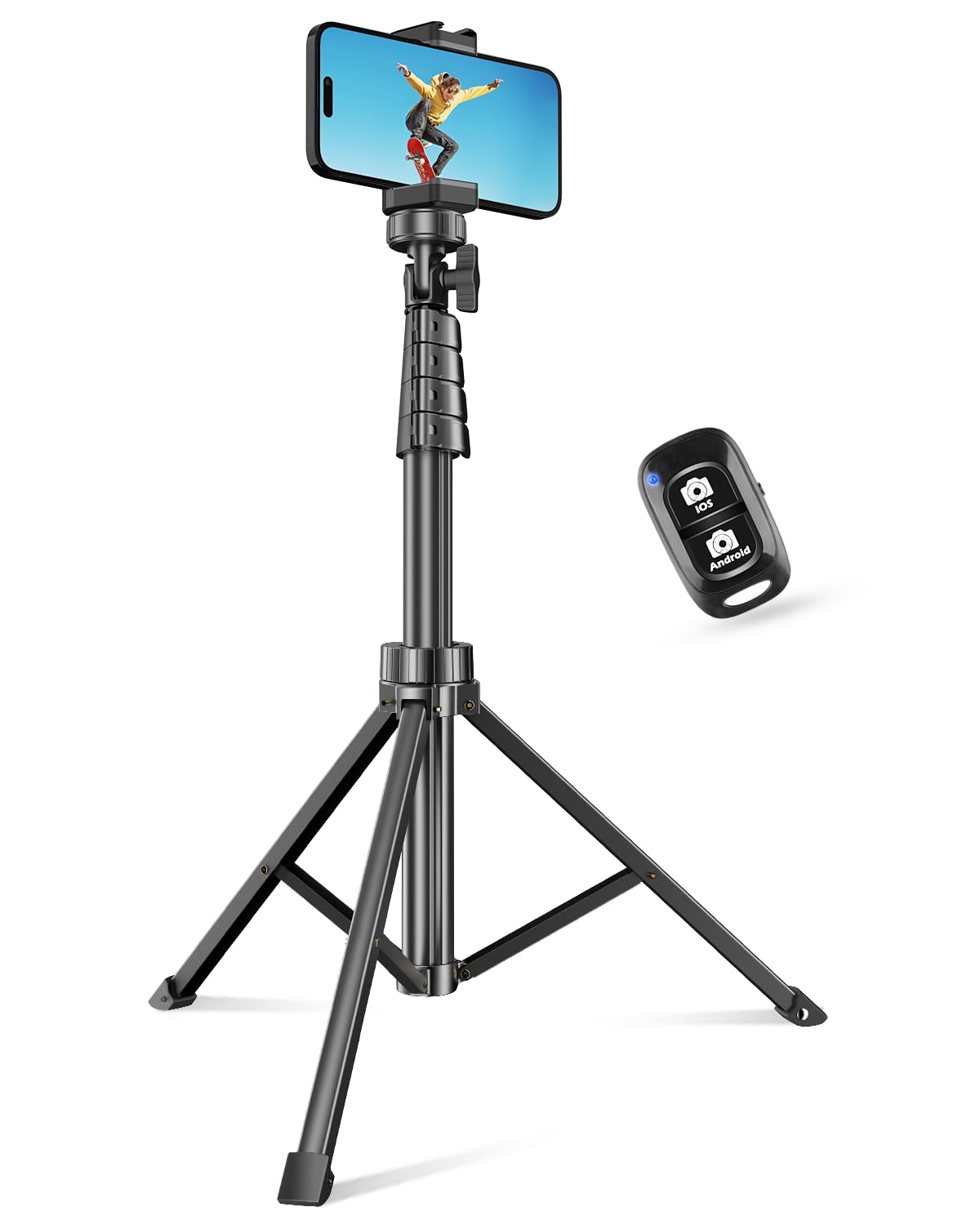 SENSYNE 62" Phone Tripod, Extendable Selfie Stick with Wireless Remote