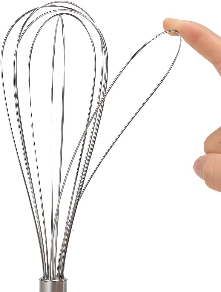 10 inch Stainless Steel Whisk, 5 inches for mixing small amounts of liquids, milkshakes, coffee, juice, etc. 2-piece set (buy 10 inches and get 5 inches as a gift) silver