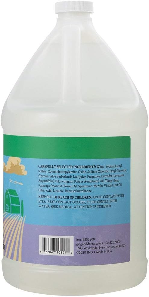 Ginger Lily Farms Botanicals Plant-Based Liquid Dish Soap, Concentrated Formula with Max Grease Cleaning Power, Cruelty-Free, Basil Scent, 1 Gallon Refill (128 Fl. Oz.) (Pack of 4)